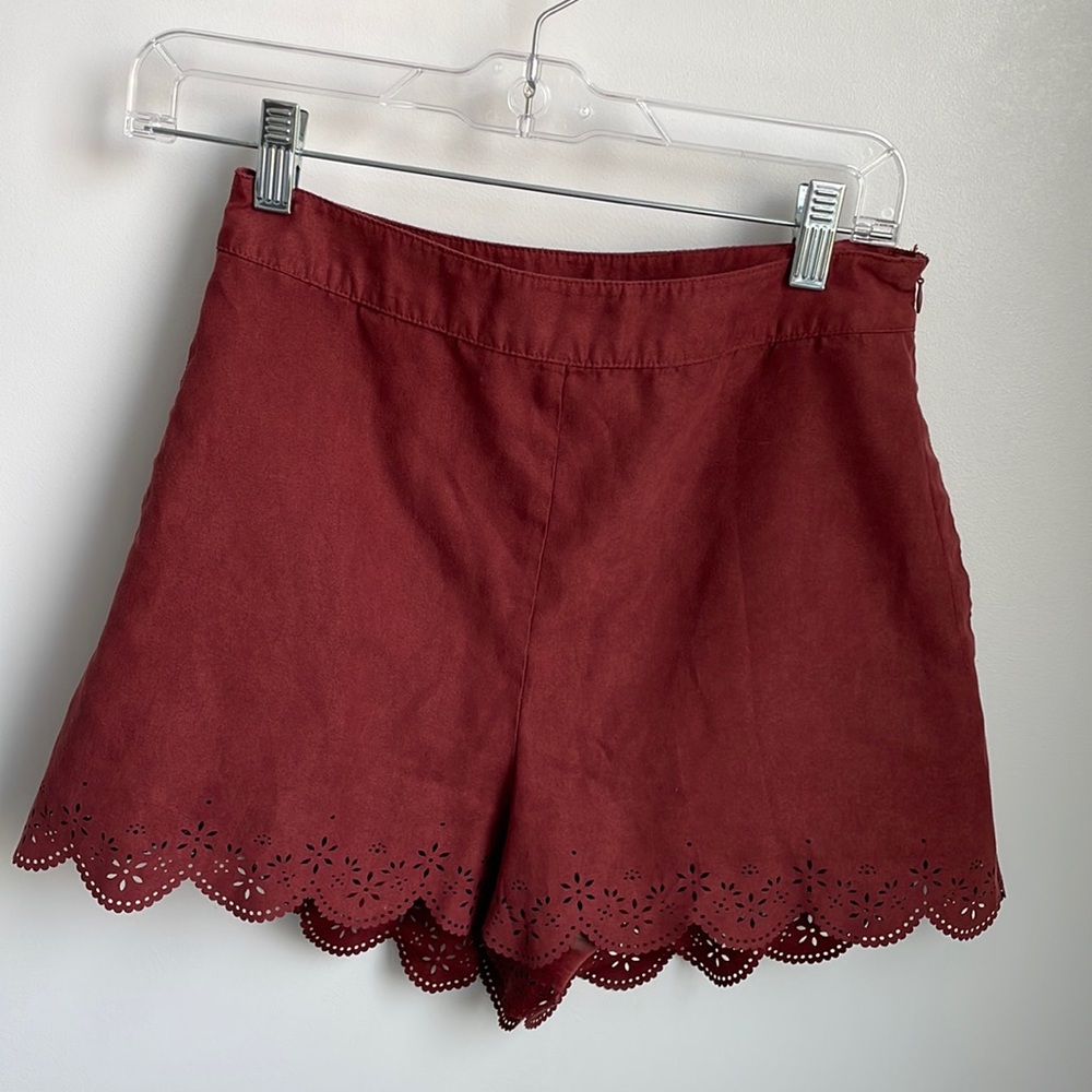 Maroon Velvet Shorts